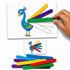 Jogo Colorindo Animais Com Palitos Plásticos Coloridos Contagem Montessori Educativo