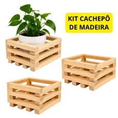 Kit 2/4/10 Cachepô Madeira Decorativo Planta Organizador Multiuso Decoração