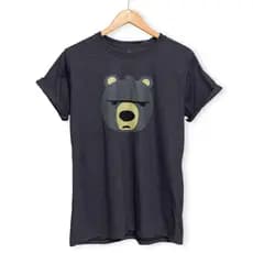 Camiseta Masculina estampa urso algodão Blusa gola redonda Basica