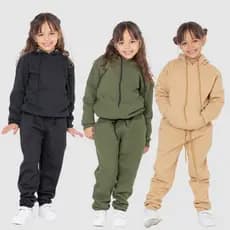Kit 3 Conjunto Moletom infantil menina menino blusa de frio capuz calça punho