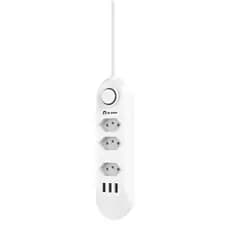 Filtro De Linha Inteligente ZOV 3 Tomadas Tipo-J E 3 USB 2m Com Proteção Contra Raios E Surtos