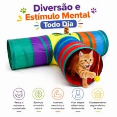 Túnel Gato Brinquedo Interativo T Colorido Dobrável Bolinha Labirinto Sanfonado Cães Filhotes 3 Saídas Playground