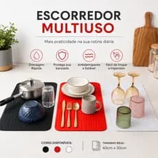 Tapete Escorredor de Louça 40x30cm Grande Absorvente Antiderrapante Cozinha Descanso Panela Copo Multiuso Secagem Rápida