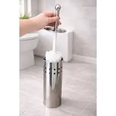 Escova Sanitária Inox Premium com Suporte Antiferrugem Vaso Higienizaçao Resistente Banheiro Elegante Moderno Limpeza
