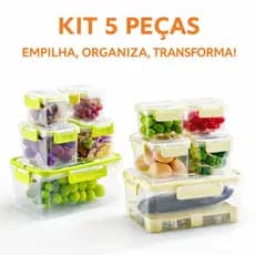 Organizador de Geladeira Kit 5 Transparente Empilhável Mais Espaço e Organização Cozinha