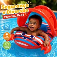Bote Bebê Piscina Caranguejo PVC Bestway Flutuador Infantil Boia 6-18 Meses Inflável  Fralda Assento Tampa Guarda-Sol