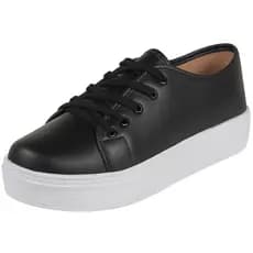 Tênis Feminino Preto Casual Confortável Leve Básico Moda