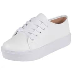 Tênis Feminino Branco Básico Confortável Casual Estiloso Dia a Dia