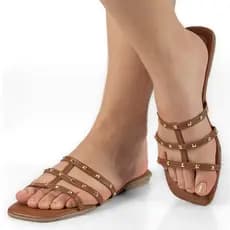 Rasteirinha Feminina Tiras Spike Sandália Rasteira Leve Chinelo Casual Confortável Moda