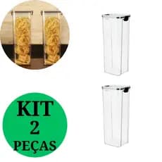 Kit 2 Potes Hermético Plástico Empilhável Quadrado Resistente 2,2 Litros