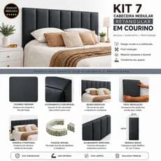 Kit Até 15 Cabeceiras Modular Retangular Em Courino Premium Módulos 45cmx20cm Para Cama de Casal Box