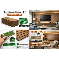 Kit 10 Até 200 Placas Ripados PREMIUM Revestimentos Painel Decorativo MDF Alta Qualidade 45cmx10cm