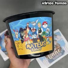 Adesiv P/ Baldinho de Festa Infantil 1,5l e 1,0l Tam 10x14cm Qualquer Tema A prova D'Água