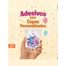 Rótulo Adesivo À Prova D’Água Stitch Lillo Angel – Copos Twister, Long Drink e Bolha
