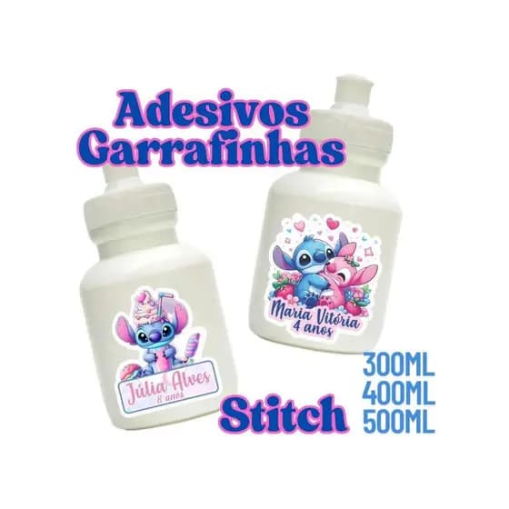 Etiqueta À Prova D’Água Stitch Lillo Angel – Ideal para Copos Twister, Long Drink e Bolhas de Sabão