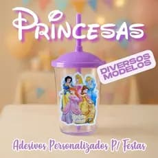 Adesivo Princesas Disney Festas Infantis A Prova D`Água e Recortados Vários Modelos