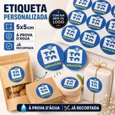 Etiqueta Adesiva Personalizada 5x5cm à Prova D’Água com Logo Rótulo Redondo para Embalagem