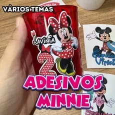 Adesivos da Minnie P Copos Garrafas Squeezes Festas A Prova Dagua Recortados 8cm Altura Envio Rápido