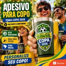 Adesivo Copa 2026 Brasil Para Copo Rumo ao Hexa Vinil À Prova D'água Festa Torcida Personalizado