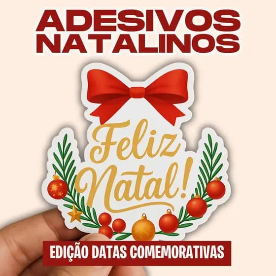 100 Adesivos de Natal Vinil a Prova Dágua Etiquetas Autocolantes Para Embalagens e Brindes Envio Já
