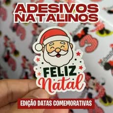 Etiqueta Adesivo de Natal Ano Novo 4x4cm A Prova Dágua Já Cortado Envio Imediato Promoção Exclusiva