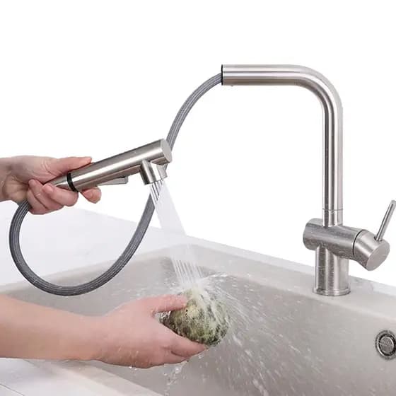 Torneira Cozinha Gourmet Monocomando Extensível Bancada Aço Inox