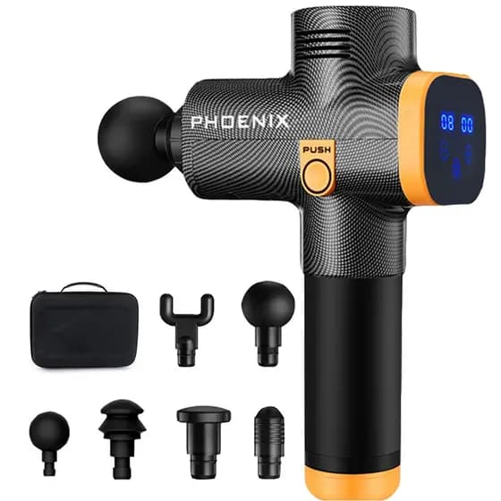 Pistola Phoenix Massageadora A2 Profissional 20 Velocidades 6 Ponteiras