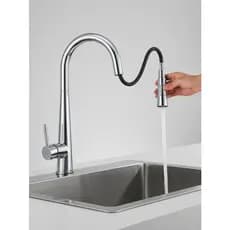 Torneira Gourmet Cozinha Bancada Pia Bica Alta Extensivel Misturador Monocomando Aco Inox Cromado