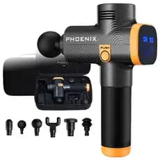Massageador Phoenix A2 Pistola de Massagem Profissional 20 Velocidades 6 Ponteiras