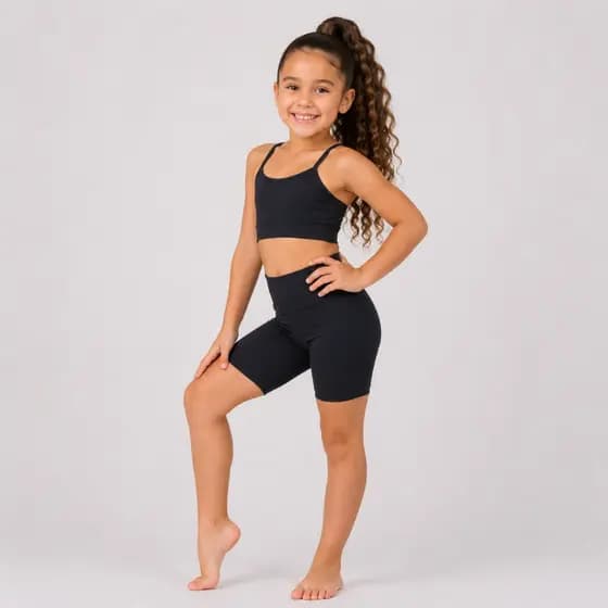 Conjunto Infantil Fitness Feminino Top E Short De Poliamida