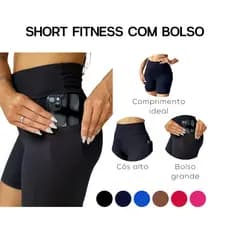 Short De Corrida E Academia Feminino Com Bolso E Cós Alto