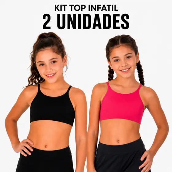 Kit 2 Tops Infantis Fitness Treino Kids Alça Fina Poliamida
