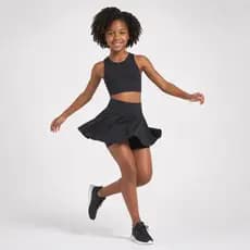 Conjunto Fitness Infantil Short-saia E Top Nadador  Lycra Ginástica Escola Colégio Tennis Poliamida