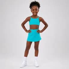 Roupa De Treino Infantil Short-saia E Top Alça Fina Lycra Escolar Colégio Dança Ginástica Lycra