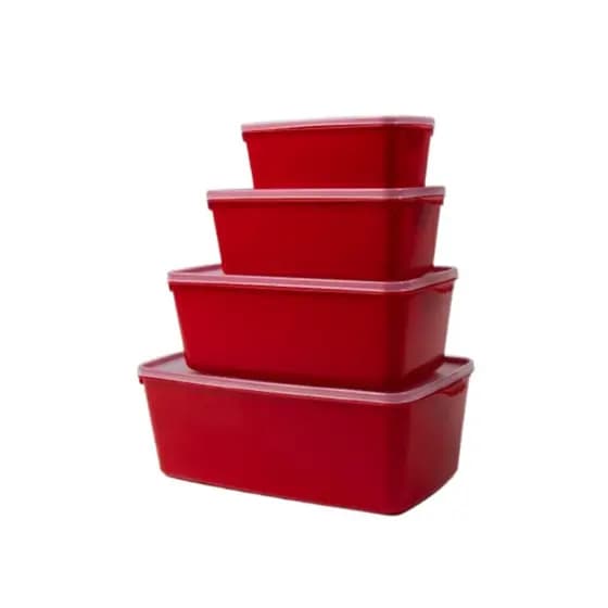 Kit Diamante - 4 Potes Para Alimentos Acquamar | 800ml A 5l Vermelho