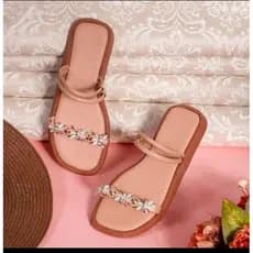 Sandalia Papete feminina Tiras Pedraria Strass Sola Confortavel