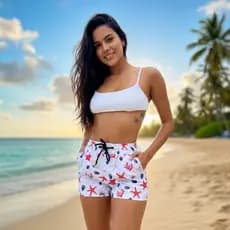 Shorts Femino, Shorts Estampado Feminino Shots Praia, Shorts Tactel, shorts Confortavel, Shorts