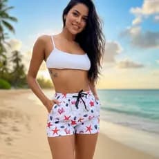 Shorts Feminina, Tactel Com Elastano, Academia, Piscina, Shorts Confortável,  Shorts Banho, Esporte.