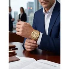 Relógio de pulso com pulseira de aço amarelo com dourado grande Estiloso e Charmoso