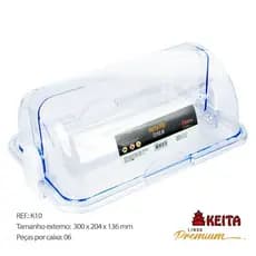 Porta Pão Cristal Armazenador Com Tampa Articulável Profissional Para Pães Bolos Mesa 30x20cm