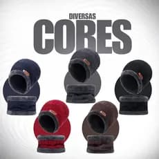 Touca Gorro + Cachecol Forrada Lã Frio Unissex Inverno
