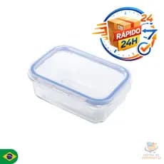 Pote Hermético Vidro Retangular Vedação Segura Alta Resistência 640ml Geladeira Freezer Micro-ondas