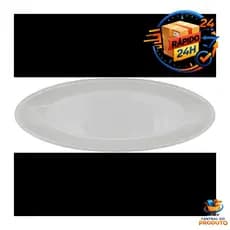 Conjunto 2 Pratos Ovais de Vidro 35cm Brancos Elegantes para Mesa Posta e Servir