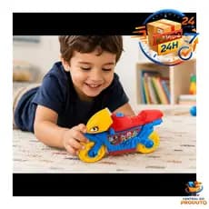 Moto Infantil Cebolinha Brinquedo 15,5cm Plástico Colorido Coordenação Motora Crianças