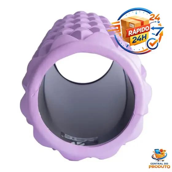 Rolo de Liberação Miofascial Diamond Texturizado 33cm Lilás e Preto - Alívio Muscular Flexibilidade