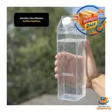 Garrafa Multiuso 1 Litro Plástico Acrílico Transparente com Tampa Vedadora - Cozinha Prática e
