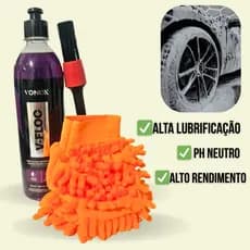 Kit C/Shampoo Vonixx V-Floc Líquido Ph Neutro 500ml + Luva Microfibra Multiuso + Pincel Detalhamento