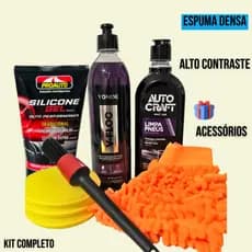 Kit Completo C/Shampoo V-floc Concentrando Lava Carro Moto Vonixx + Brilho Acabamento + Acessórios