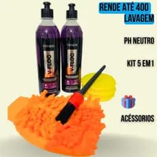 Kit 2 Shampoo V-Floc Vonixx Ph Neutro Líquido Espuma Concentrada + Acessórios Automotivo