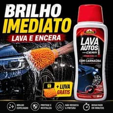 Kit C/ Shampoo Automotivo C/ Cera Carnaúba Efeito Espelhado e Blindagem Automotiva + Luva Dupla Face